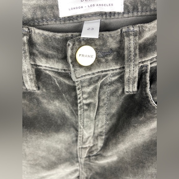 FRAME Le Mini Boot Ribbed Pine Green Velvet Pants Size 23 NWT - Picture 10 of 15